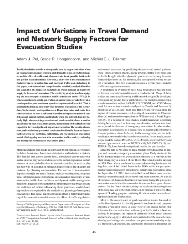 (PDF) Impact of Variations in Travel Demand and Network Supply Factors ...