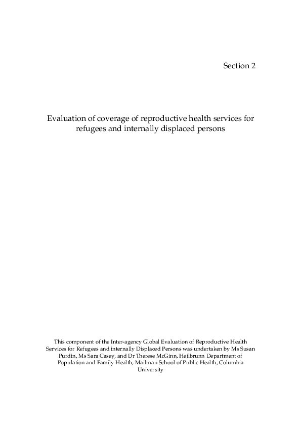 (PDF) Evaluation of coverage of reproductive health services for