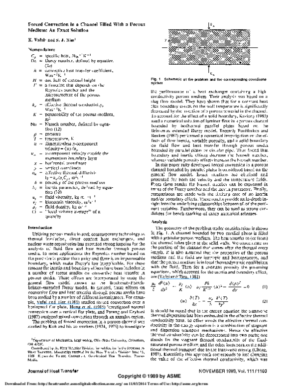 (PDF) Forced Convection in a Channel Filled With a Porous Medium: An ...