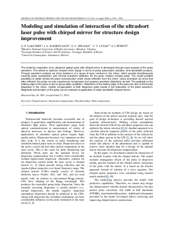 (PDF) Modeling and simulation of interaction of the ultrashort laser ...