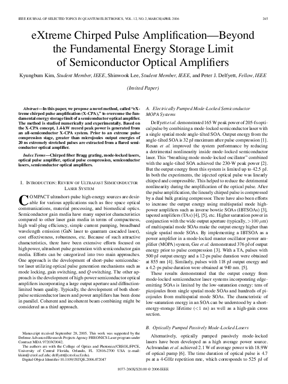 (PDF) eXtreme chirped pulse amplification-beyond the fundamental energy ...