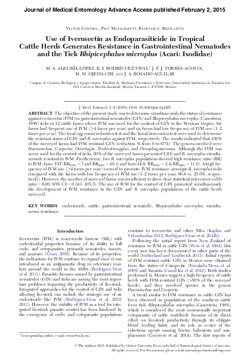 (PDF) Use of Ivermectin as Endoparasiticide in Tropical Cattle Herds ...