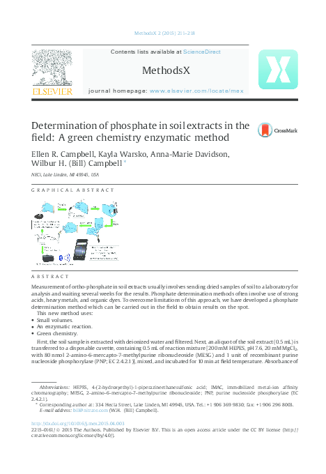 (PDF) Determination of phosphate in soil extracts in the field: A green ...