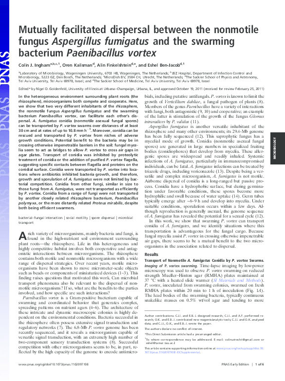 (PDF) Mutually facilitated dispersal between the nonmotile fungus ...