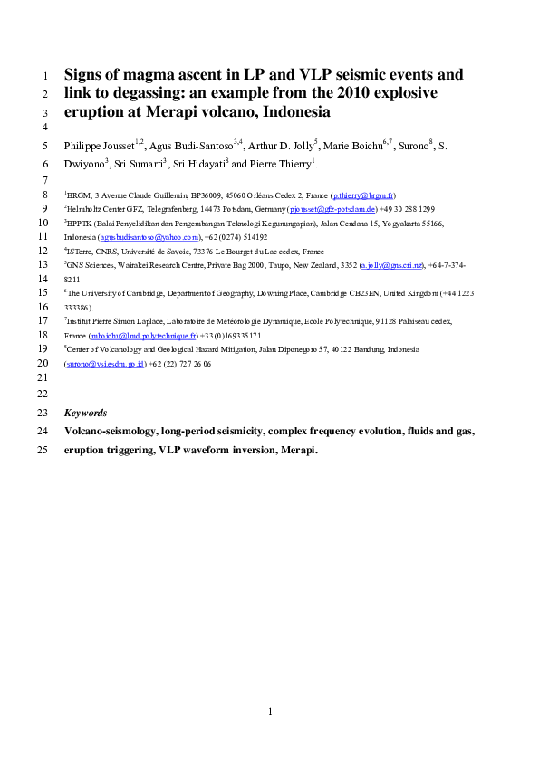 (PDF) Signs of magma ascent in LP and VLP seismic events and link to ...