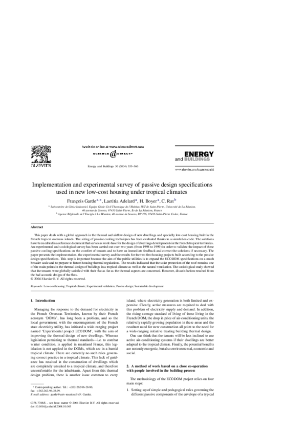 (PDF) Implementation and experimental survey of passive design ...