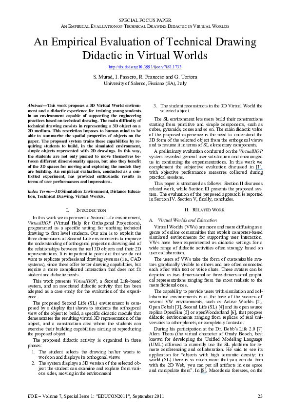 (PDF) An Empirical Evaluation of Technical Drawing Didactic in Virtual ...