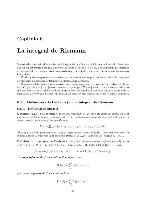 (PDF) La integral de Riemann