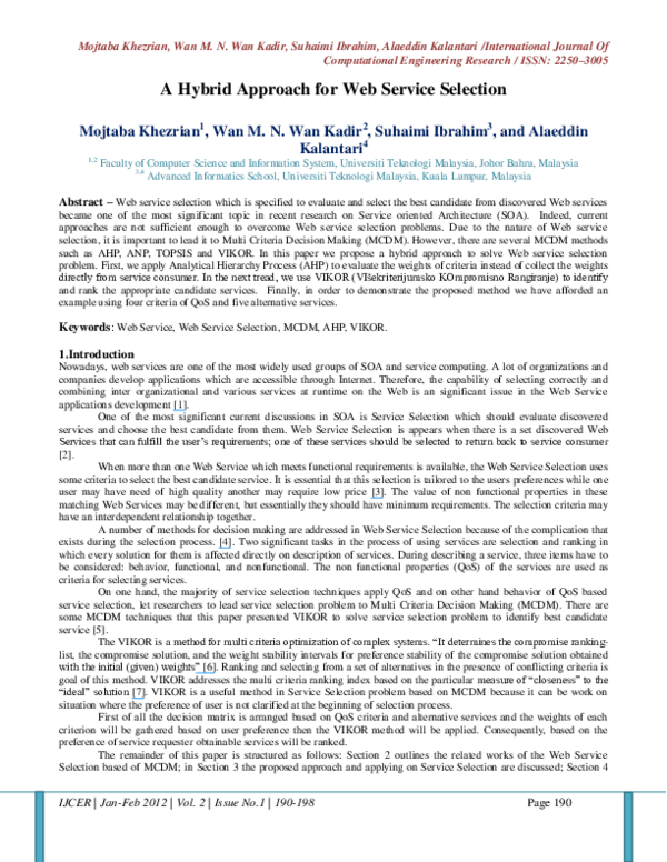 (PDF) A hybrid approach for web service selection