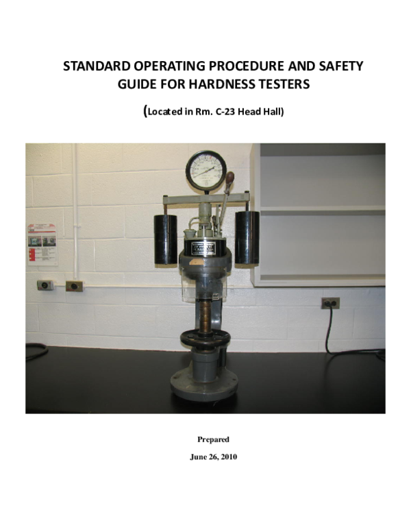 (PDF) STANDARD OPERATING PROCEDURE AND SAFETY GUIDE FOR HARDNESS ...