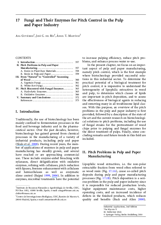 (PDF) Fungi and Their Enzymes for Pitch Control in the Pulp and Paper ...