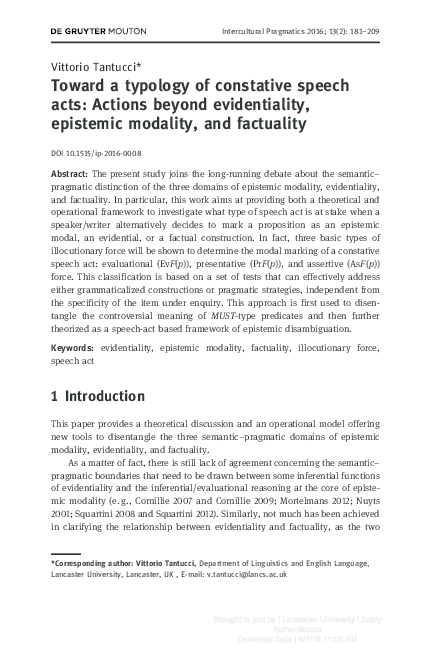 Pdf Toward A Typology Of Constative Speech Acts Actions - 