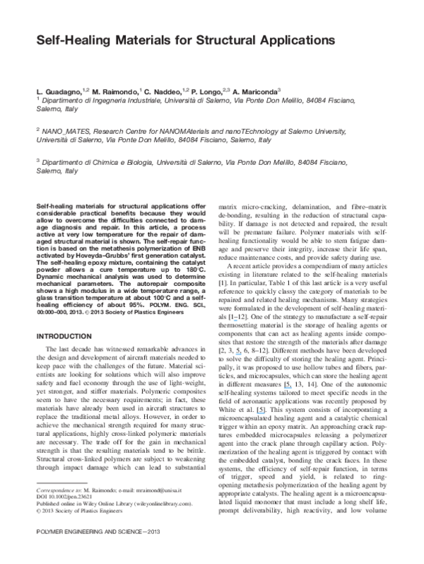 (PDF) Selfhealing materials for structural applications Carlo Naddeo