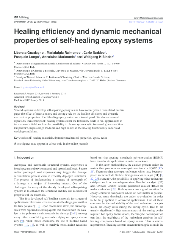 (PDF) Healing efficiency and dynamic mechanical properties of self ...