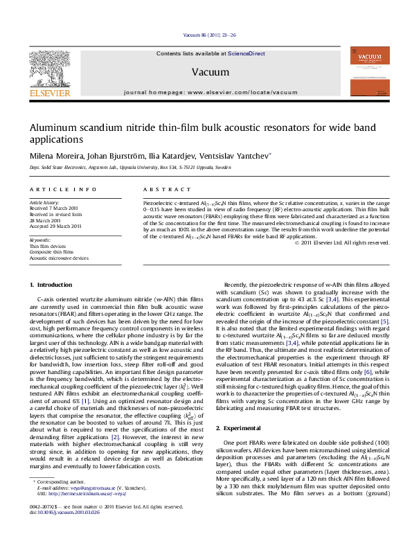 (PDF) Aluminum scandium nitride thinfilm bulk acoustic resonators for