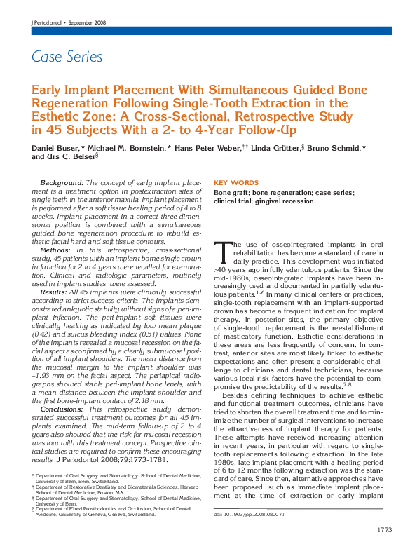 (PDF) Early Implant Placement With Simultaneous Guided Bone ...