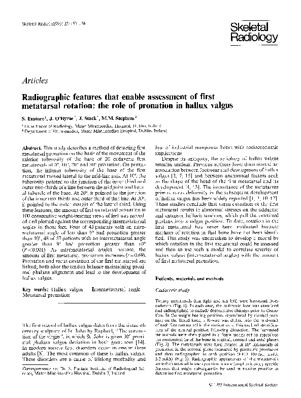 (PDF) Radiographic features that enable assessment of first metatarsal ...