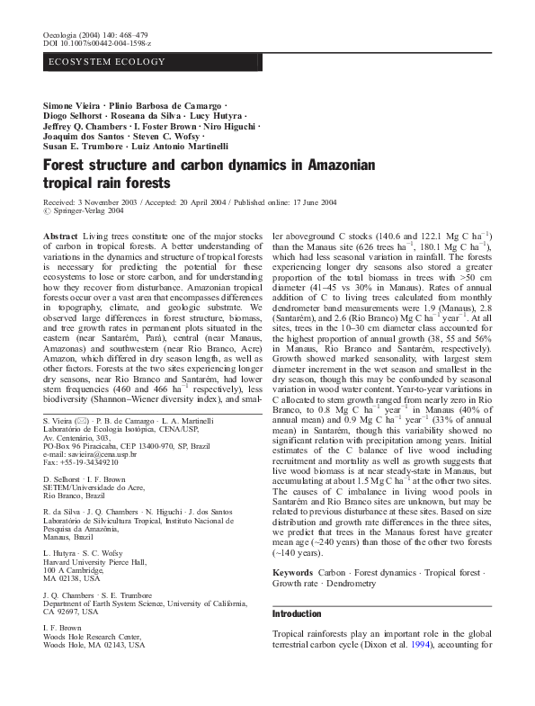 (PDF) Forest Structure and Carbon Dynamics In Amazonian Tropical Rain ...
