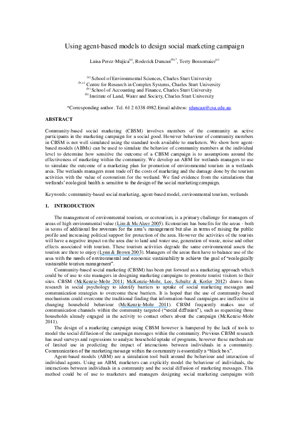 (PDF) Using agentbased models to design social marketing campaign