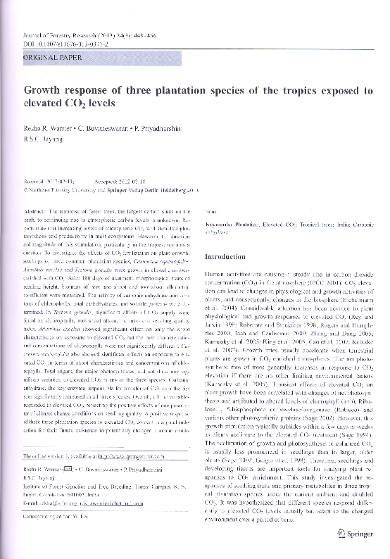 (PDF) Growth response of three plantation species of the tropics ...