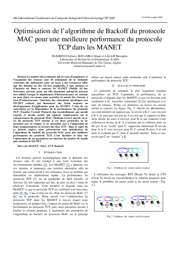 (PDF) Optimisation de l'algorithme de Backoff du protocol e MAC pour ...