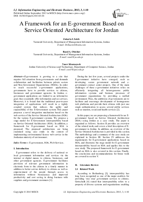 (PDF) A Framework for an E-government Based on Service Oriented ...