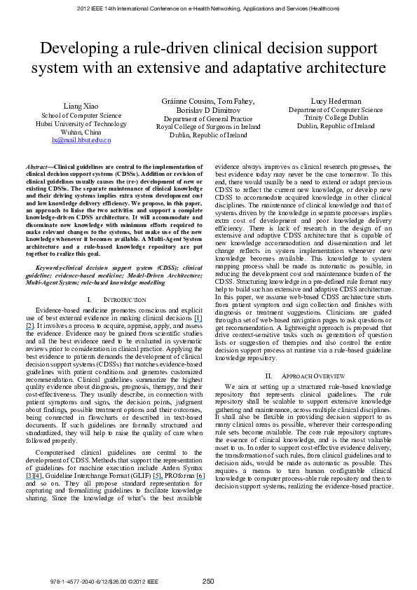 (PDF) Developing a rule-driven clinical decision support system with an ...
