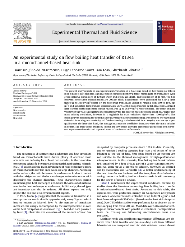 (PDF) An experimental study on flow boiling heat transfer of R134a in a ...
