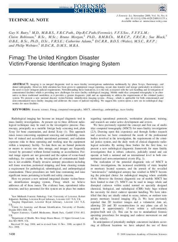(PDF) Fimag the United Kingdom disaster victim/forensic identification