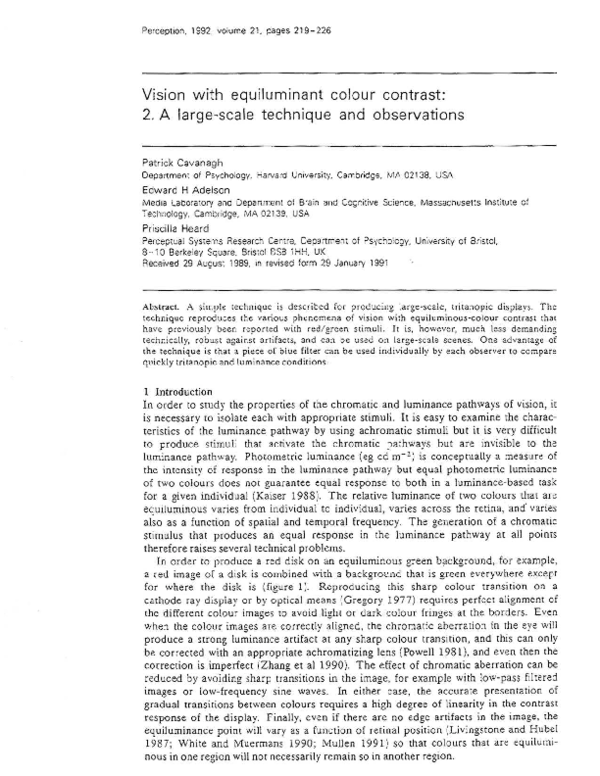 (PDF) Vision with equiluminant colour contrast: 2. A large-scale ...
