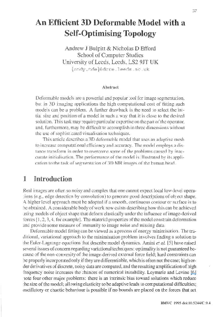 (PDF) An efficient 3D deformable model with a self-optimising mesh