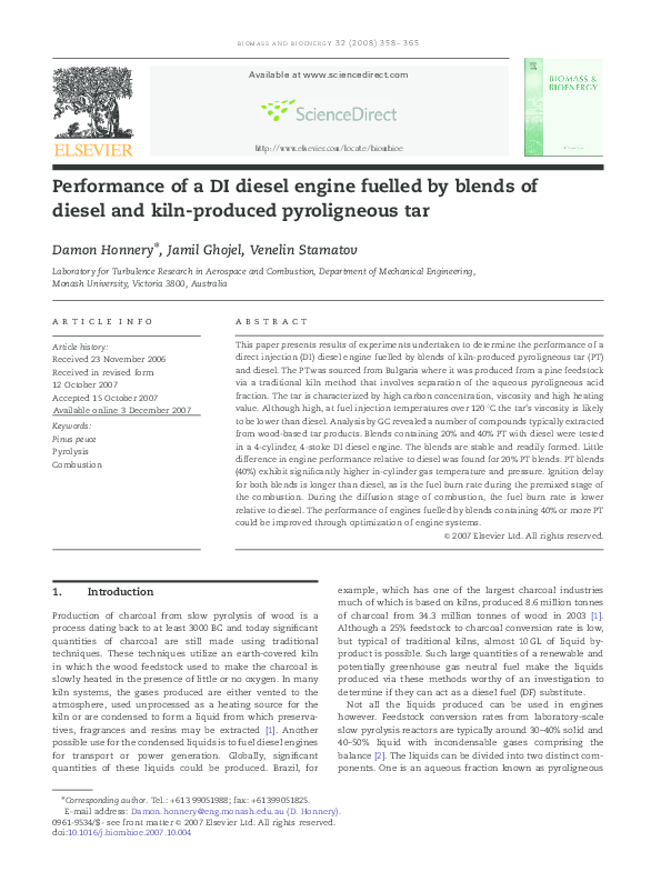 (PDF) Performance of a DI diesel engine fuelled by blends of diesel and ...