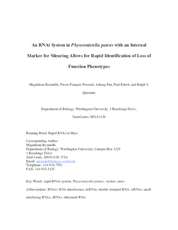 (PDF) An RNAi System in Physcomitrella patens with an Internal Marker ...