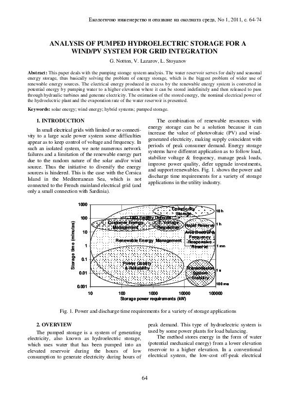 (PDF) Analysis of Pumped Hydroelectric Storage for a Wind/PV System for ...