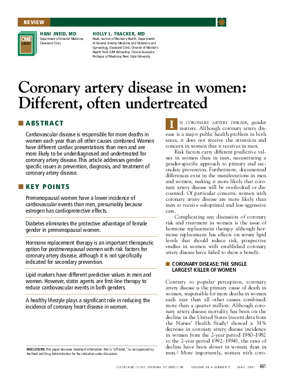 (PDF) Coronary artery disease in women: different, often undertreated
