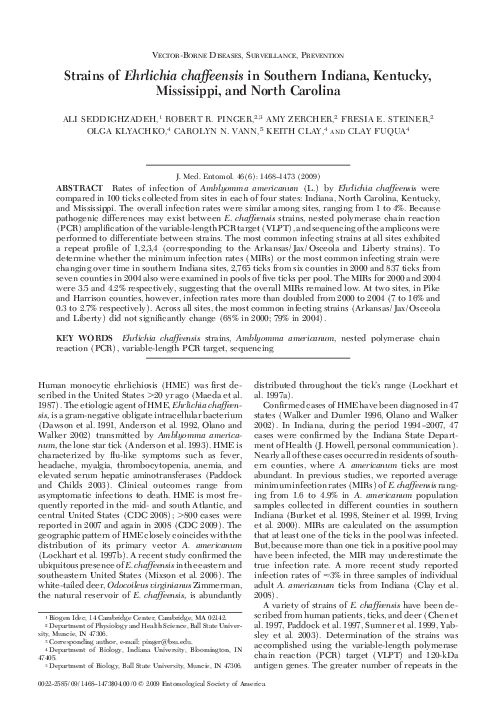 (PDF) Strains of Ehrlichia chaffeensis in Southern Indiana, Kentucky ...