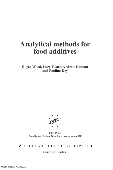 (PDF) Analytical Methods for Food Additives