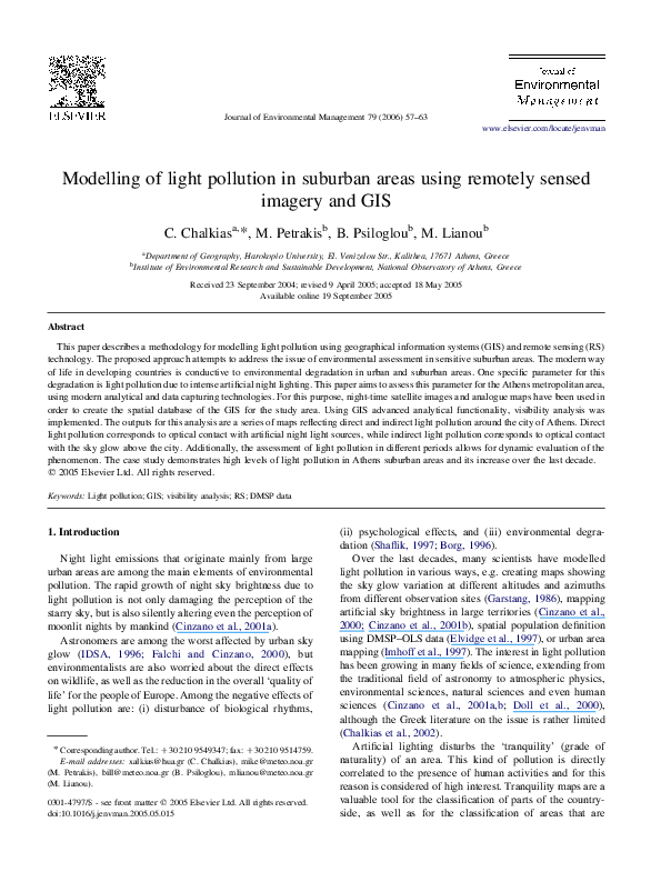 (PDF) Modelling of light pollution in suburban areas using remotely ...