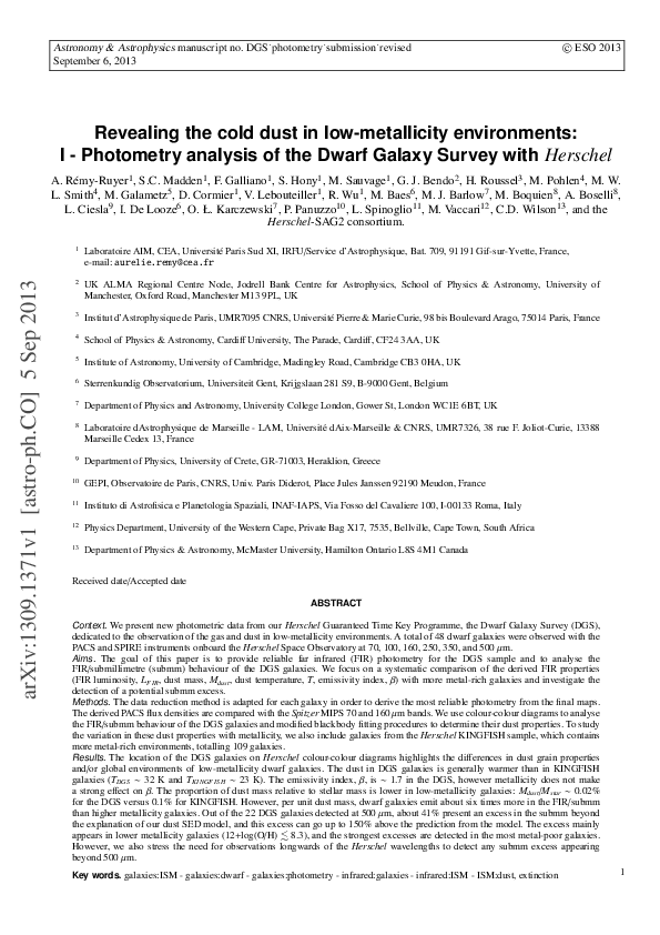 (PDF) Revealing the cold dust in low-metallicity environments. I ...