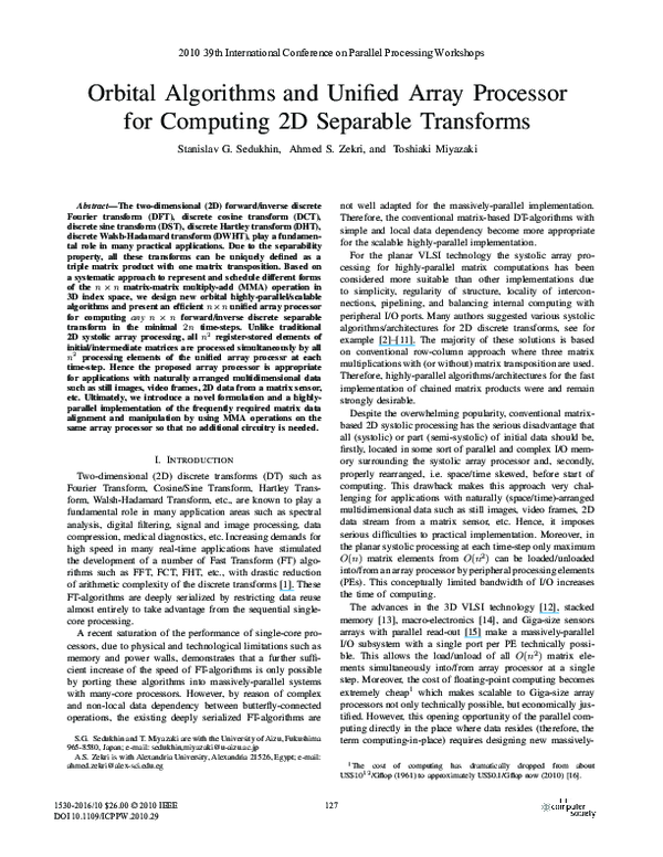 (PDF) Orbital algorithms and unified array processor for computing 2D ...