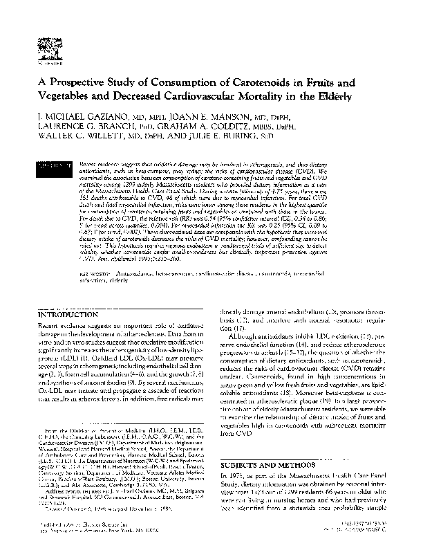 (PDF) A prospective study of consumption of carotenoids in fruits and ...