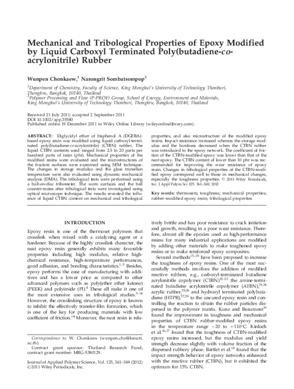 (PDF) Mechanical and tribological properties of epoxy modified by ...