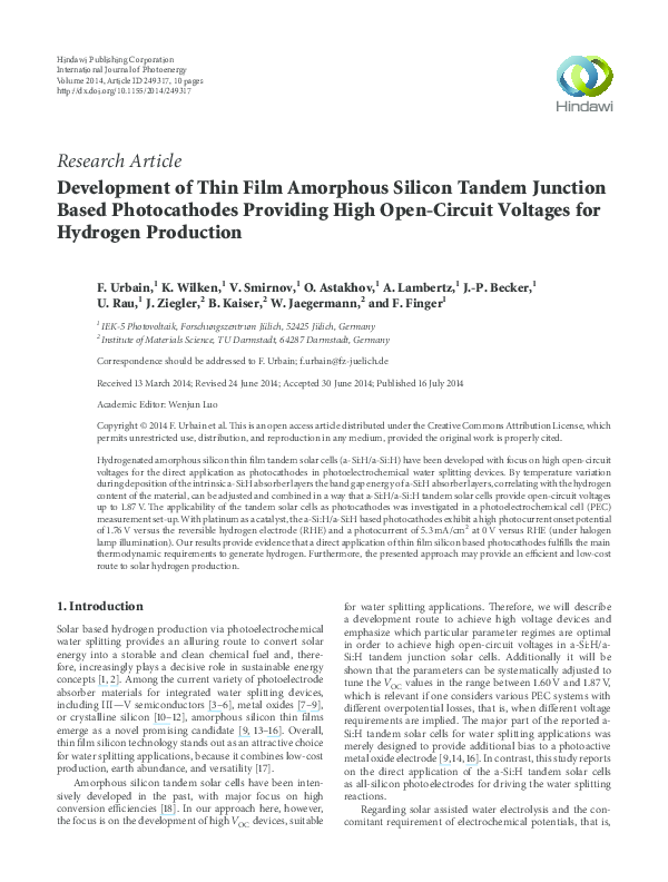 (PDF) Development of thin film amorphous silicon tandem junction based ...