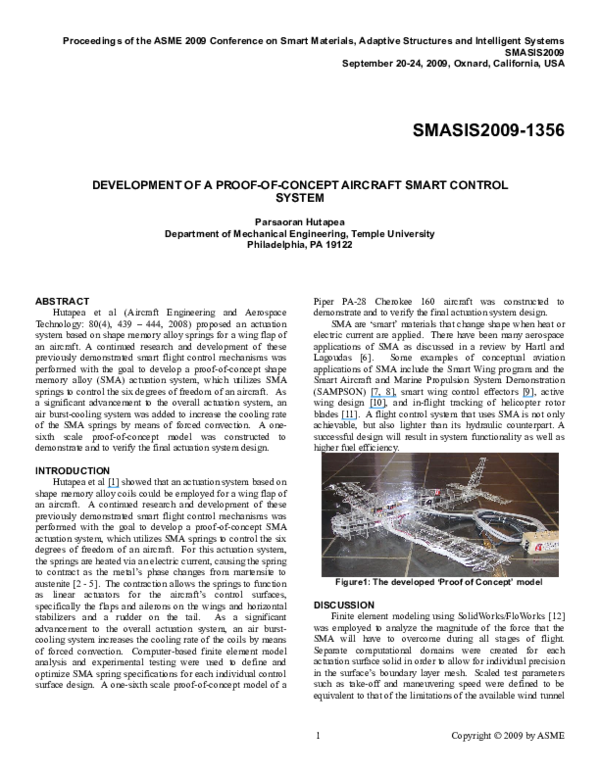 (PDF) Development of a Proof-of-Concept Aircraft Smart Control System