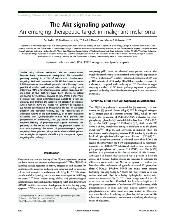 (PDF) The Akt signaling pathway: an emerging therapeutic target in ...