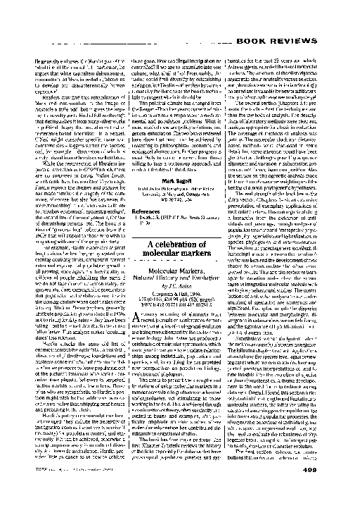(PDF) Molecular markers, natural history and evolution Keith Crandall