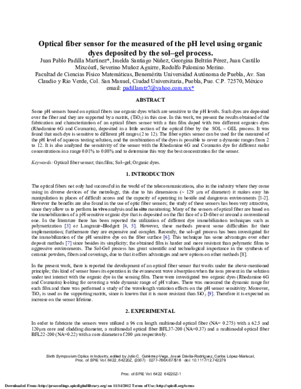 (PDF) Optical fiber sensor for the measurement of the pH level using ...