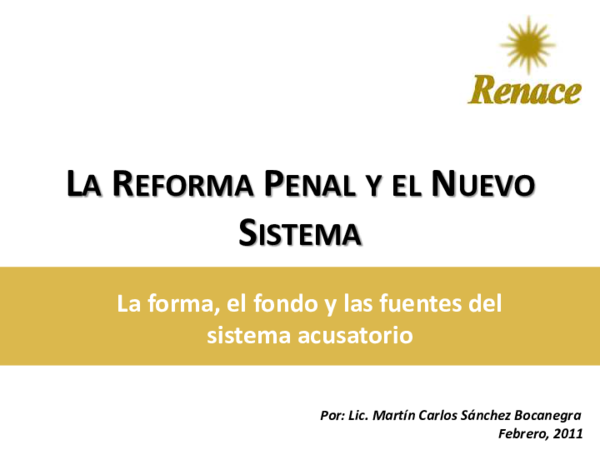 (PDF) LA REFORMA PENAL Y EL NUEVO SISTEMA La forma, el fondo y las ...