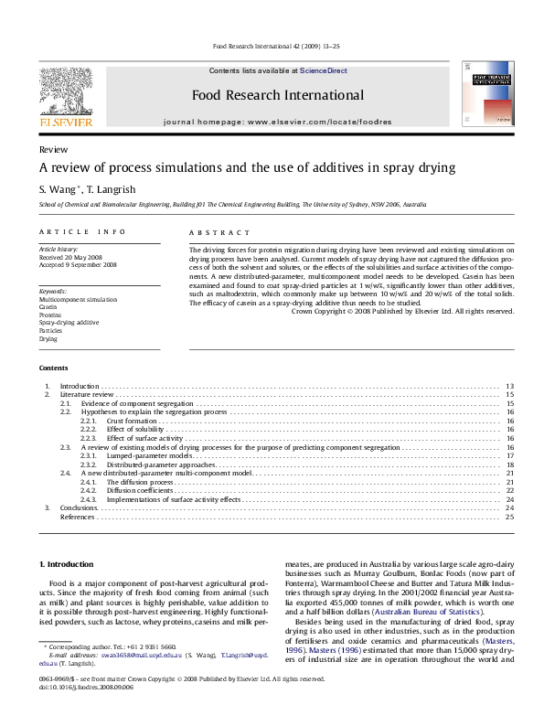 (PDF) A review of process simulations and the use of additives in spray ...