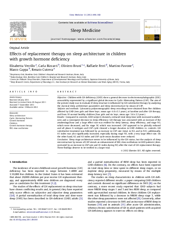 (PDF) Effects of replacement therapy on sleep architecture in children ...
